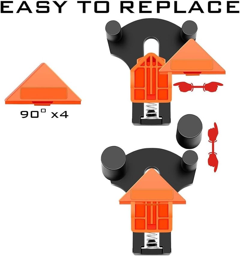 كيلا مشبك زاوية قائم بنابض ومقبض، 4 قطع، أداة مشبك نجارة قابلة للتعديل، أدوات مشبك نجارة متأرجحة - Image 3